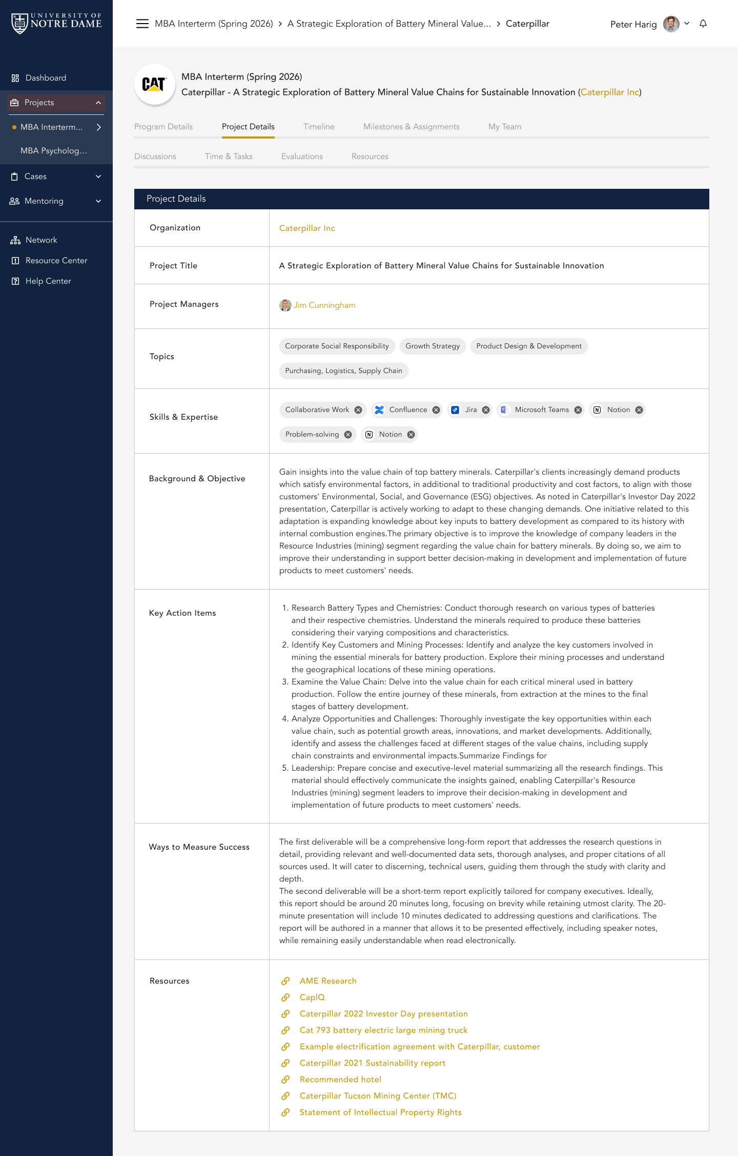 Project details page in CapSource